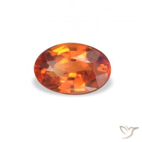 Zaffiro Arancia Fuoco naturale da 0.65 ct, Ovale, VVS-VS