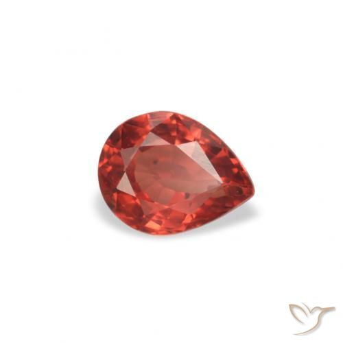 Zaffiro Rosso cremisi brillante naturale da 0.45 ct, Forma a pera, VVS-VS