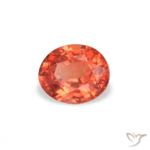 Zaffiro Arancione rossastra naturale da 0.38 ct, Ovale, VVS