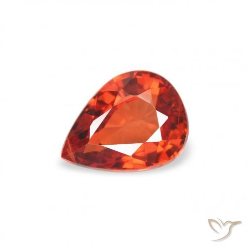 0.51ct Naturale Arancione scuro Zaffiro, Forma a pera, VS