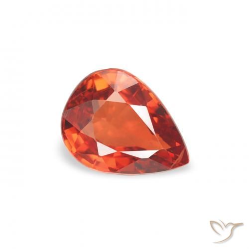 Zaffiro Arancione scuro naturale da 0.51 ct, Forma a pera, VS