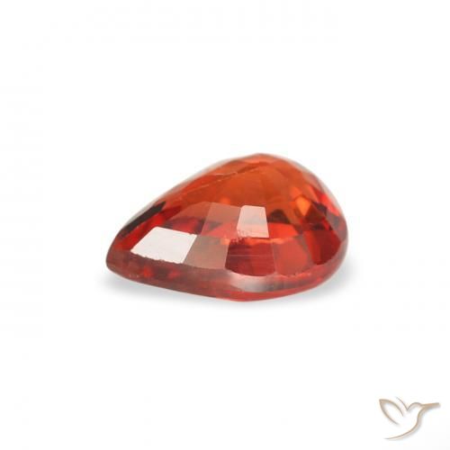 Zaffiro Arancione scuro naturale da 0.51 ct, Forma a pera, VS