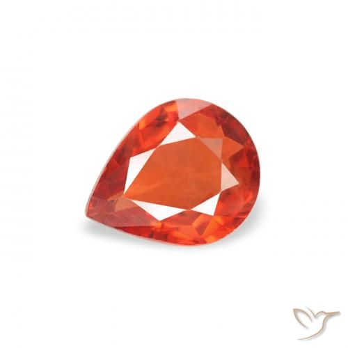0.45ct Naturale Arancia Fuoco Zaffiro, Forma a pera, VS