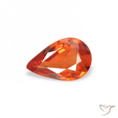 0.44ct Naturale Arancione rossastra Zaffiro, Forma a pera, VS