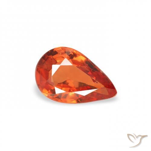 Zaffiro Arancione rossastra naturale da 0.44 ct, Forma a pera, VS