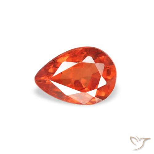 0.60ct Naturale Arancia Fuoco Zaffiro, Forma a pera, VS