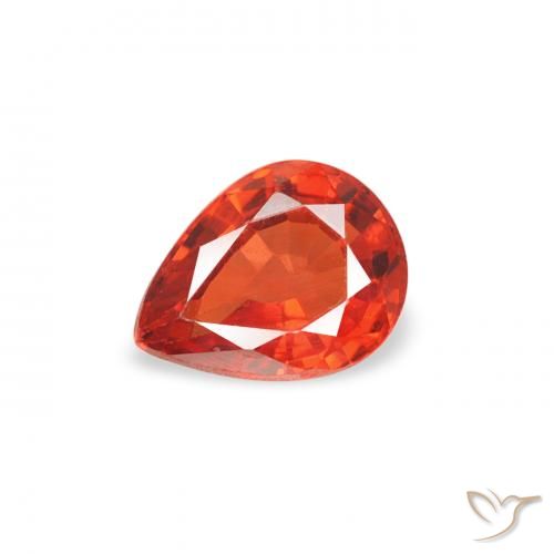 0.44ct Naturale Arancione Ambra Zaffiro, Forma a pera, VS