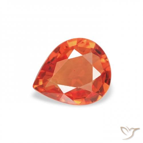 0.68ct Naturale Arancio Medio Zaffiro, Forma a pera, VVS