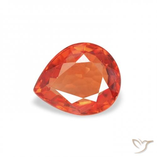 0.67ct Naturale Arancione rossastra Zaffiro, Forma a pera, VVS