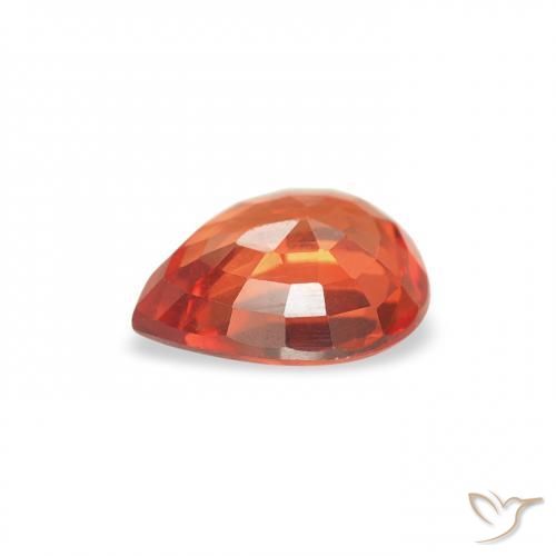 Zaffiro Arancione rossastra naturale da 0.67 ct, Forma a pera, VVS
