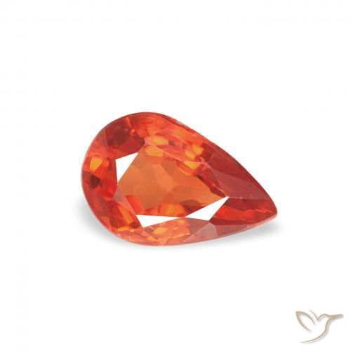 Zaffiro Arancione rossastra naturale da 0.50 ct, Forma a pera, VS
