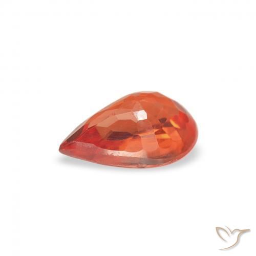 Zaffiro Arancione rossastra naturale da 0.50 ct, Forma a pera, VS