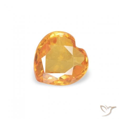 Zaffiro Arancio Medio naturale da 0.38 ct, Cuore, VVS