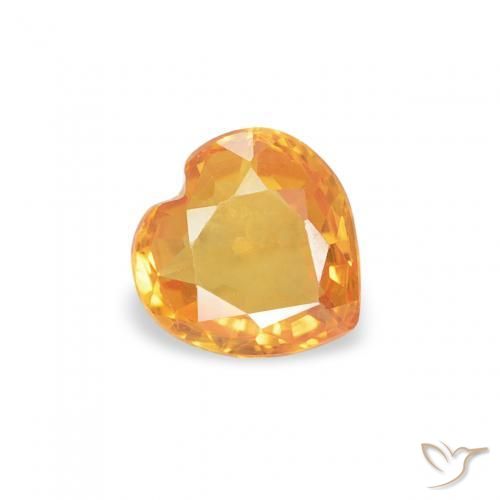 Zaffiro Arancio Medio naturale da 0.38 ct, Cuore, VVS