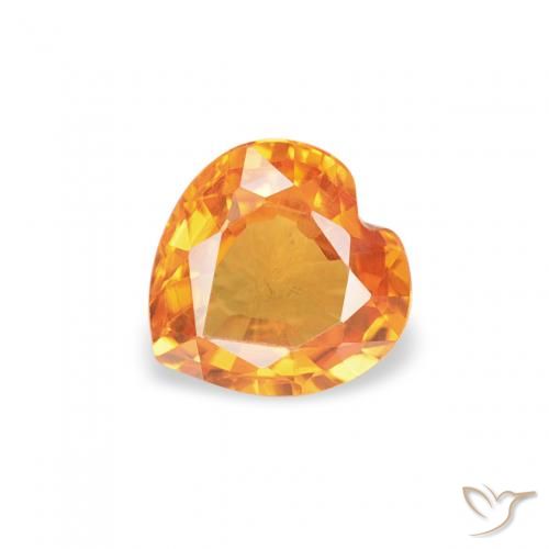 0.41ct Naturale Arancio Medio Zaffiro, Cuore, VVS