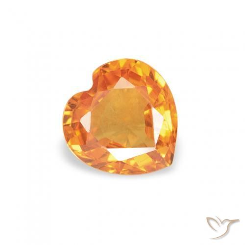 Zaffiro Arancio Medio naturale da 0.41 ct, Cuore, VVS