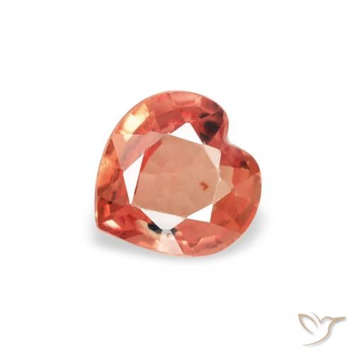 0.30ct Naturale Rosso arancione Zaffiro, Cuore, VS