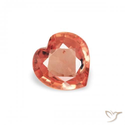 Zaffiro Rosso arancione naturale da 0.30 ct, Cuore, VS
