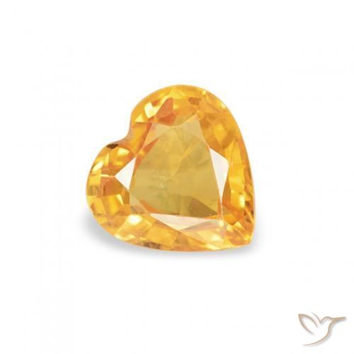 Zaffiro Arancio-Oro naturale da 0.43 ct, Cuore, VS