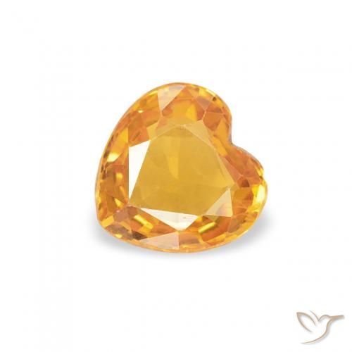 0.46ct Naturale Arancio Medio Zaffiro, Cuore, VS