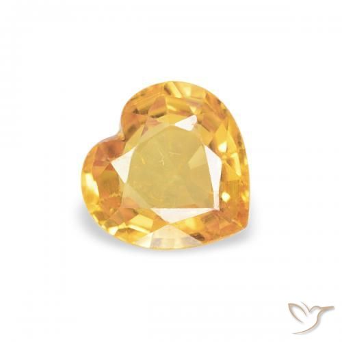 Zaffiro Arancio-Oro naturale da 0.42 ct, Cuore, VS
