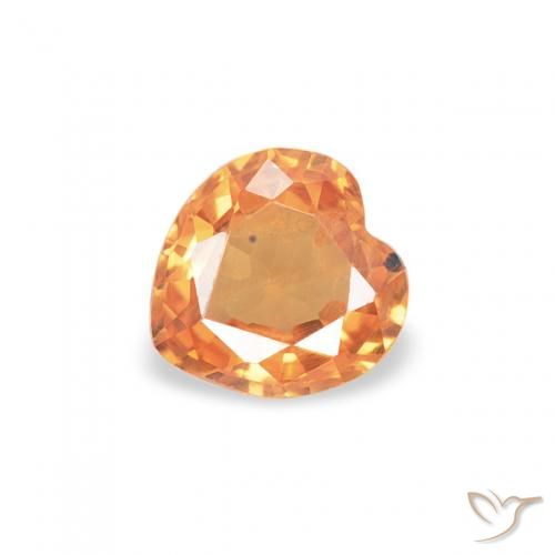 0.33ct Naturale Arancione brillante Zaffiro, Cuore, VS