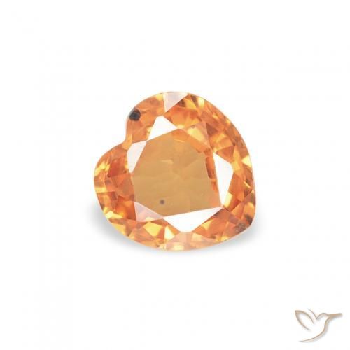 Zaffiro Arancione brillante naturale da 0.33 ct, Cuore, VS