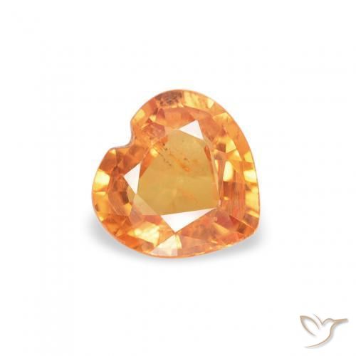 Zaffiro Arancione brillante naturale da 0.37 ct, Cuore, VS