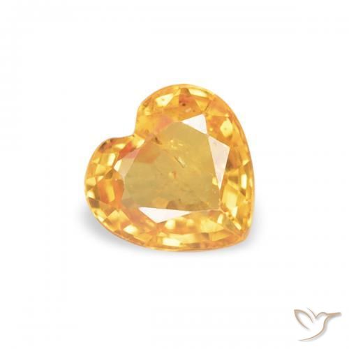 Zaffiro Arancio Medio naturale da 0.38 ct, Cuore, VS