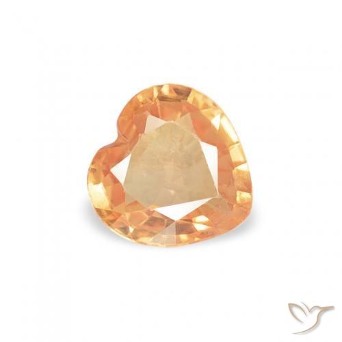 Zaffiro Arancio Intenso naturale da 0.39 ct, Cuore, VS