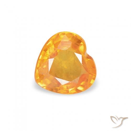 0.42ct Naturale Arancio Medio Zaffiro, Cuore, VS