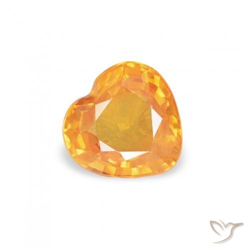 Zaffiro Arancio Medio naturale da 0.42 ct, Cuore, VS