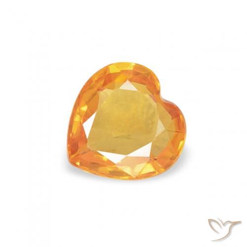 0.39ct Naturale Arancio Medio Zaffiro, Cuore, VS