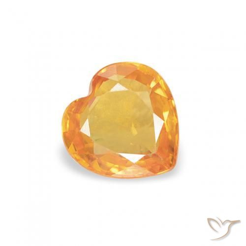 Zaffiro Arancio Medio naturale da 0.39 ct, Cuore, VS