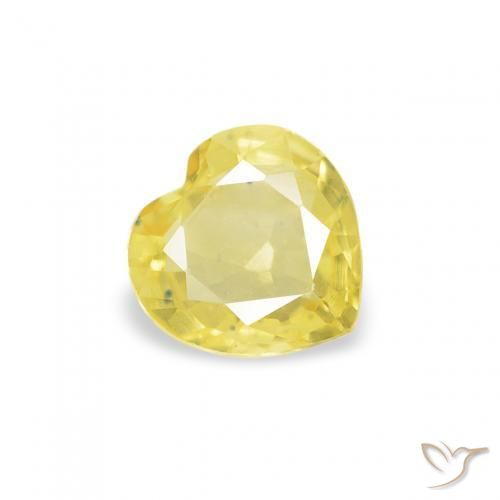 Zaffiro Giallo chiaro naturale da 0.36 ct, Cuore, VS