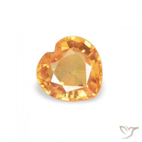 Zaffiro Arancio-Oro naturale da 0.42 ct, Cuore, VS