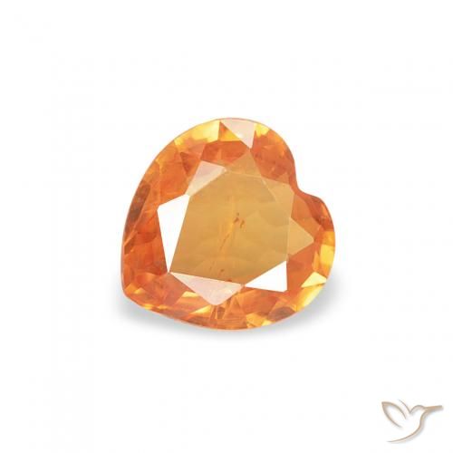 0.35ct Naturale Arancione brillante Zaffiro, Cuore, VS, Photo A