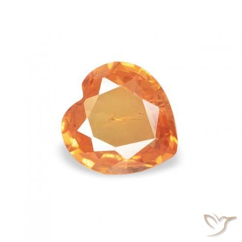 Zaffiro Arancione brillante naturale da 0.35 ct, Cuore, VS