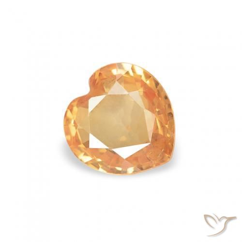 Zaffiro Miele arancione naturale da 0.36 ct, Cuore, VS