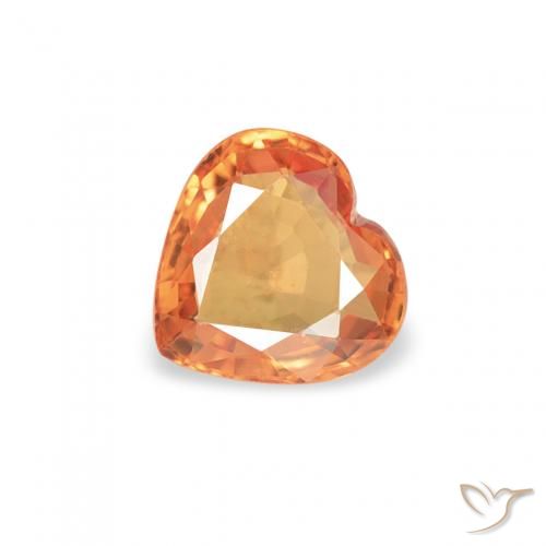 0.38ct Naturale Arancione brillante Zaffiro, Cuore, VS