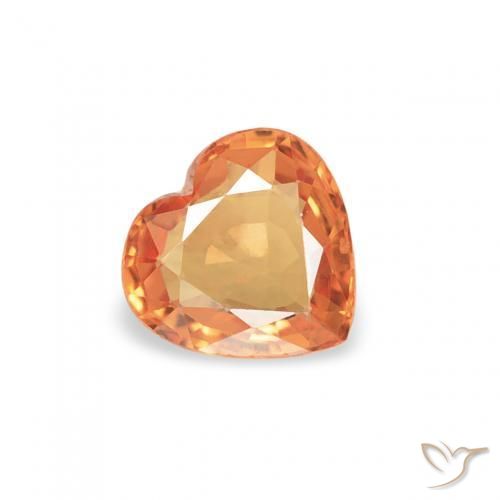 Zaffiro Arancione brillante naturale da 0.38 ct, Cuore, VS