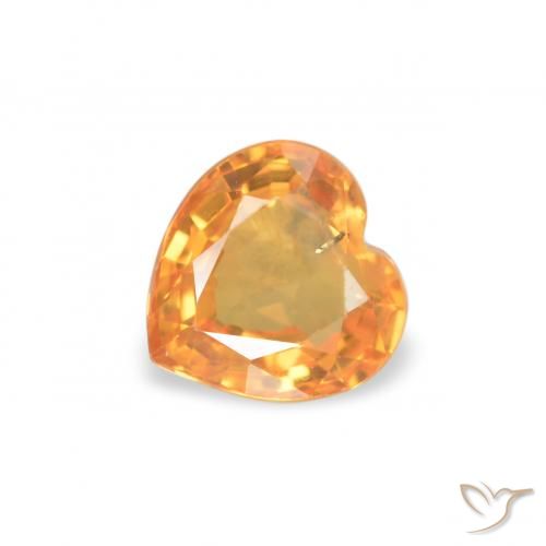 0.47ct Naturale Arancio Medio Zaffiro, Cuore, VS