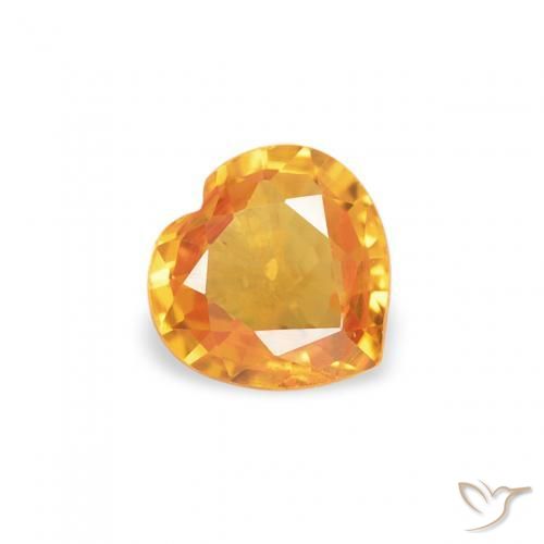 Zaffiro Arancio Medio naturale da 0.34 ct, Cuore, VS