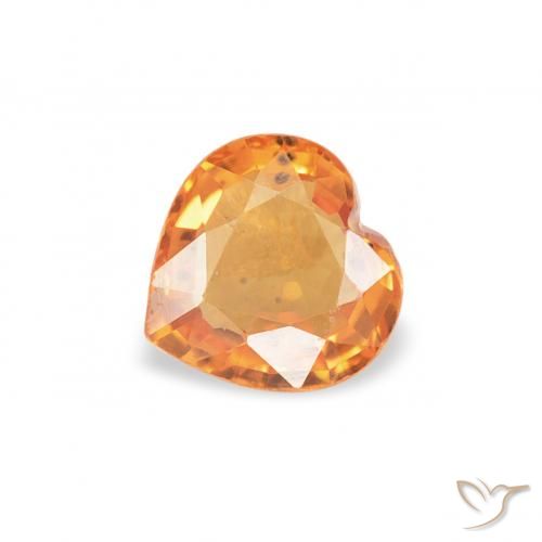 0.41ct Naturale Arancione scuro Zaffiro, Cuore, VS