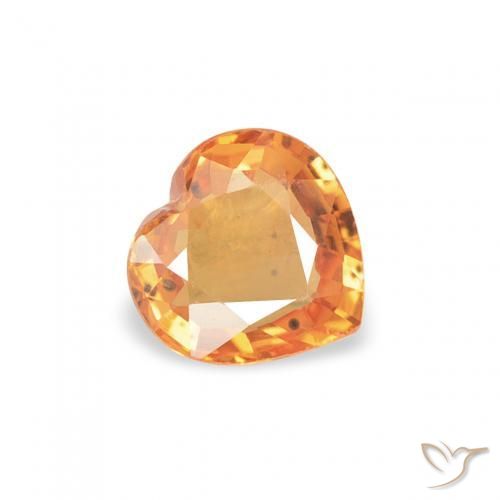 Zaffiro Arancione scuro naturale da 0.41 ct, Cuore, VS