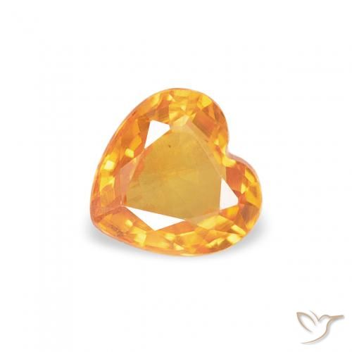 0.41ct Naturale Arancio Medio Zaffiro, Cuore, VS