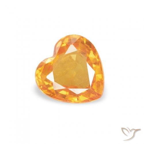 Zaffiro Arancio Medio naturale da 0.41 ct, Cuore, VS