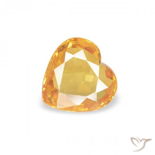 Zaffiro Arancio-Oro naturale da 0.36 ct, Cuore, VS