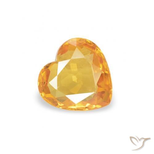 Zaffiro Arancio-Oro naturale da 0.36 ct, Cuore, VS