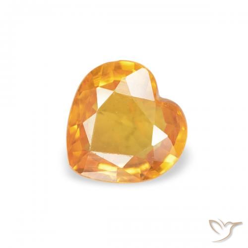 0.38ct Naturale Albicocca Arancia Zaffiro, Cuore, VS